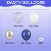 Navy Blue and Silver Balloons, Blue and Silver Balloons, Silver Confetti Balloons Navy Blue White Latex Balloon for Boys Birthday Baby Shower, Wedding Anniversary Party Supplies view 2