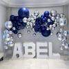 Navy Blue and Silver Balloons, Blue and Silver Balloons, Silver Confetti Balloons Navy Blue White Latex Balloon for Boys Birthday Baby Shower, Wedding Anniversary Party Supplies view 3