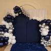 Navy Blue and Silver Balloons, Blue and Silver Balloons, Silver Confetti Balloons Navy Blue White Latex Balloon for Boys Birthday Baby Shower, Wedding Anniversary Party Supplies view 4