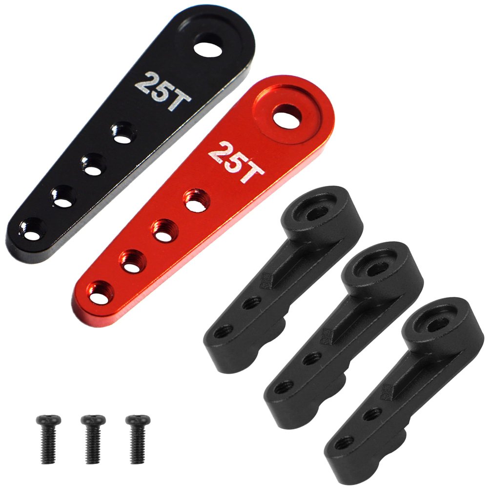 5Pack ShareGoo 25T Metal Servo Horn Extension Long RC Steering Arm Compatible with Futaba Savox Power HD HSP Himoto MG995 MG996 Servos Motor