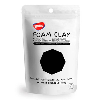 BOHS Black Foam Clay - Squishy,Soft, Air Dry -for School Project,Cosplay,Fake Bake, Slime Supplies-100 Grams