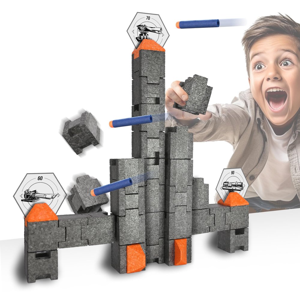 Blaster Blocks: Spaceship Pack - Buildable & Destroyable Targets for Nerf Guns - for Kids Aged 6+ - Extreme Target Game & Challenge - Fun Shooting Practice Accessories for Dart Ball Gel Ammo