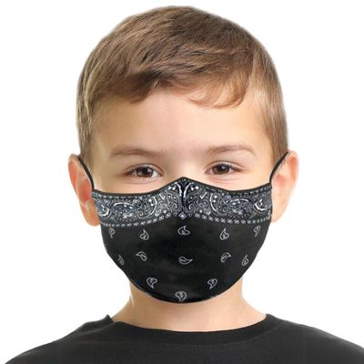 Black Bandana Kids Face Mask Set: Style Meets Safety Pair of 2 | Adjustable & Anti-Fog | Ages 3-10