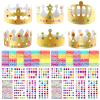 Axeyil 76 Pcs Paper Crowns for Kids Boys Girls Adults Princess Prince King, Classroom Crown, Birthday Party Hats with Gold Gem Jewels Number Letter Stickers, DIY Decor Favor Supplies view 1
