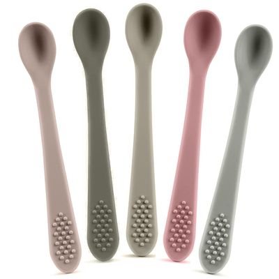 Baby Spoons First Stage Silicone Baby Spoon Self Feeding Baby Utensils Infant Spoons First Stage Baby Feeding Spoon - Soft & Gentle on Gums - BPA Free Silicone Baby Spoons Set (Pastel7)