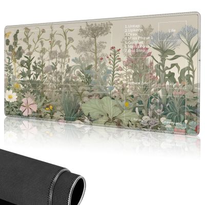 for MTG Playmat,Card Playmat Stitched with Magic Zone for MTG Card Game Playing,(27.5x15.7 in) Card Playmats Smooth Cloth Surface Non-Slip Silicone Bottom Battle Game Mat-Wildflowers Lily
