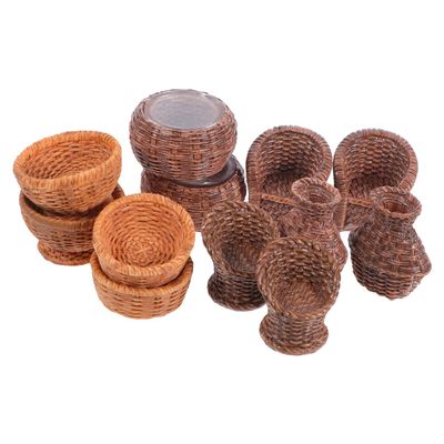 12Pcs Dollhouse Basket, Mini Woven Miniature Willow Basket for Crafts, Landscape Photography Props, Dollhouse Accessories