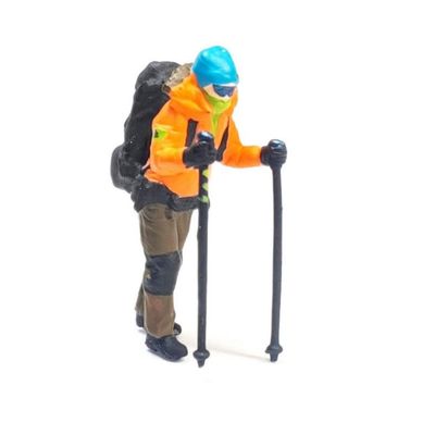 1:64 Climbing People Figurines Mountaineering People Figures Miniature People Model Realistic Miniature Hand Painted Explorer Figurines for DIY Projects Diorama Layout Decoration (Orange-1:64)