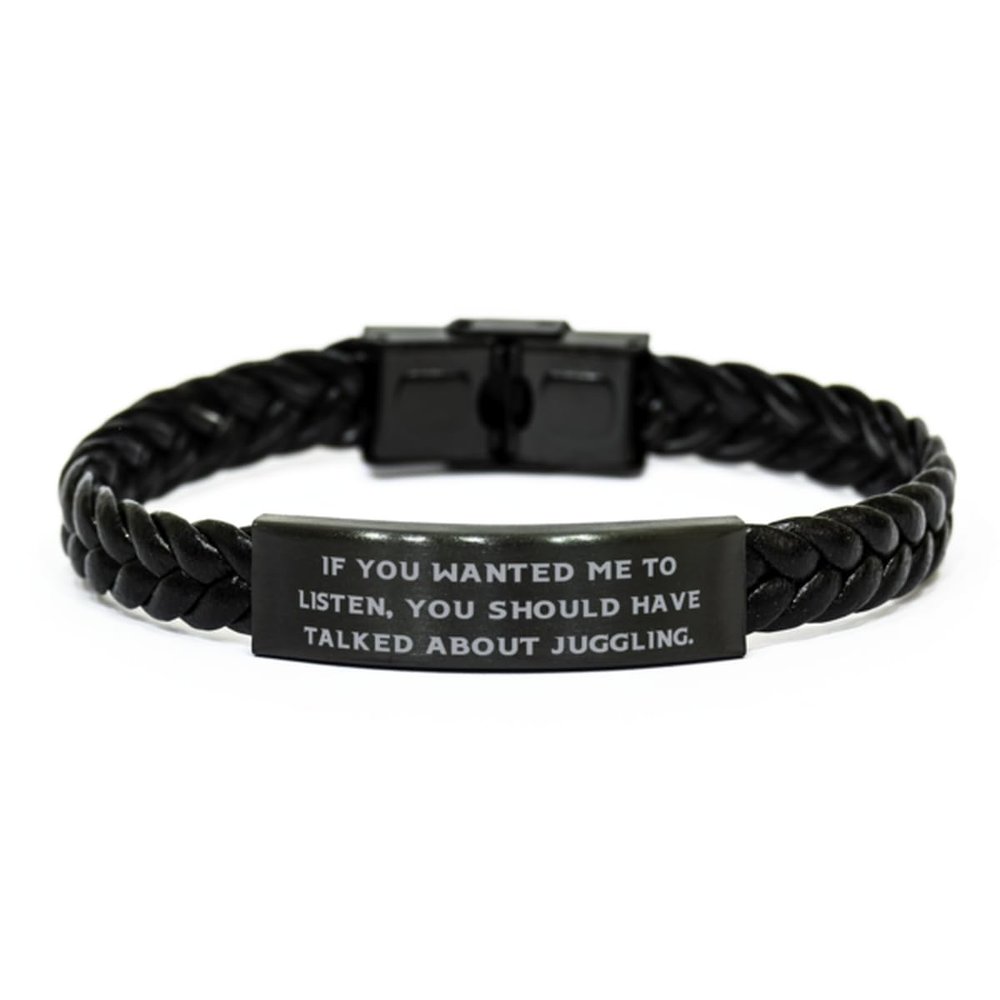 Appreciation Juggling Gifts, If You Wanted Me to, Juggling Braided Leather Bracelet From Friends, Engraved Bracelet For Friends, Juggling balls, Juggling props, Juggling equipment, Juggling supplies,