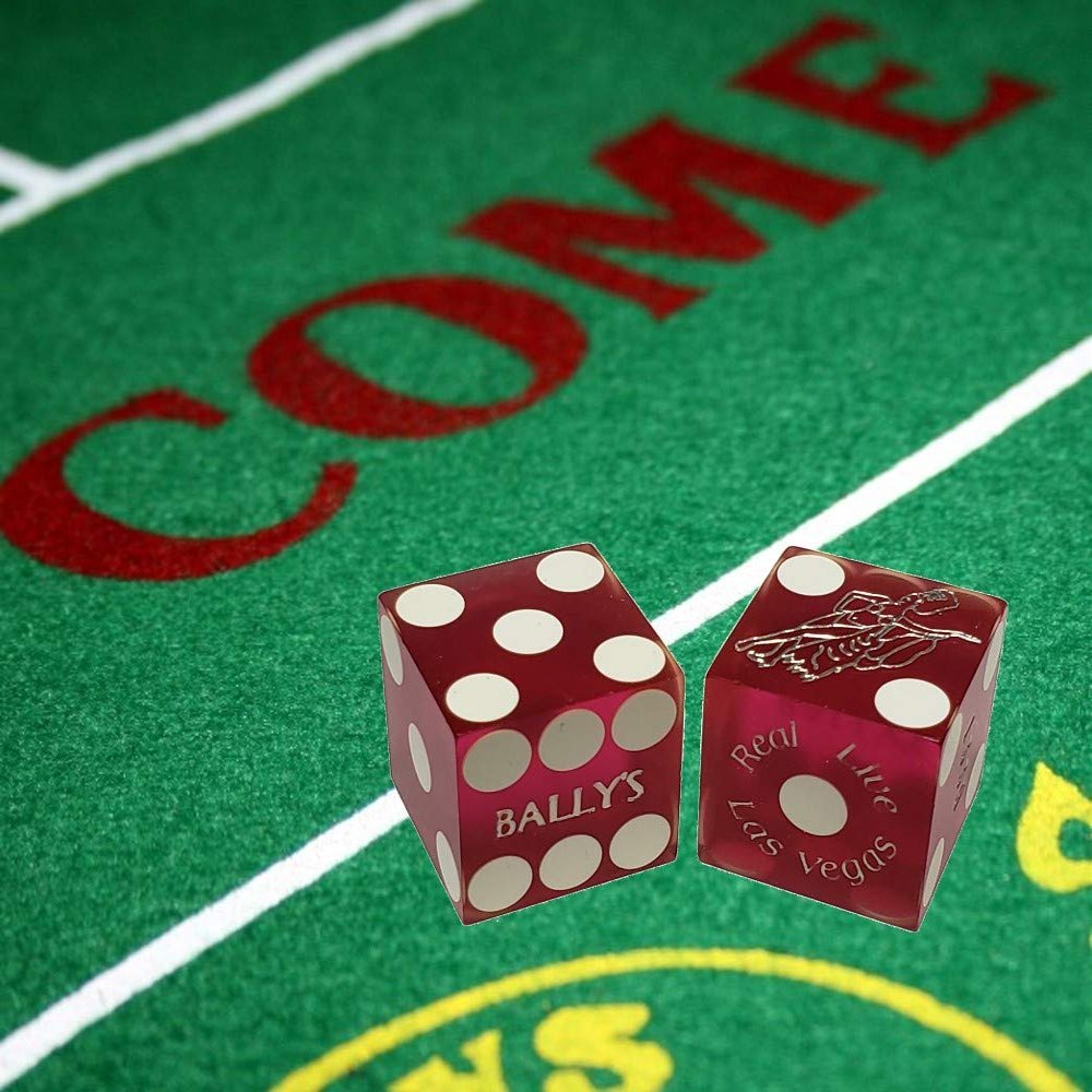 Craps & Texas Hold'em Poker 2-Sided Felt Layout + Genuine Bally's Craps Dice Purple Frosted + Genuine Las Vegas Playing Cards Bundle