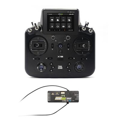 PurAr NOBRIM Tandem X18S Transmitter Color Touch Screen Display FCC Controller (Blue/Black) and Receiver (2.4GHz) for RC Aircraft Models (Black Remote Control with Receiver (2.4GHz))