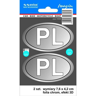 Avisa AutoTattoo Sticker PL 3D Chrome -7,6 x 4,2 cm