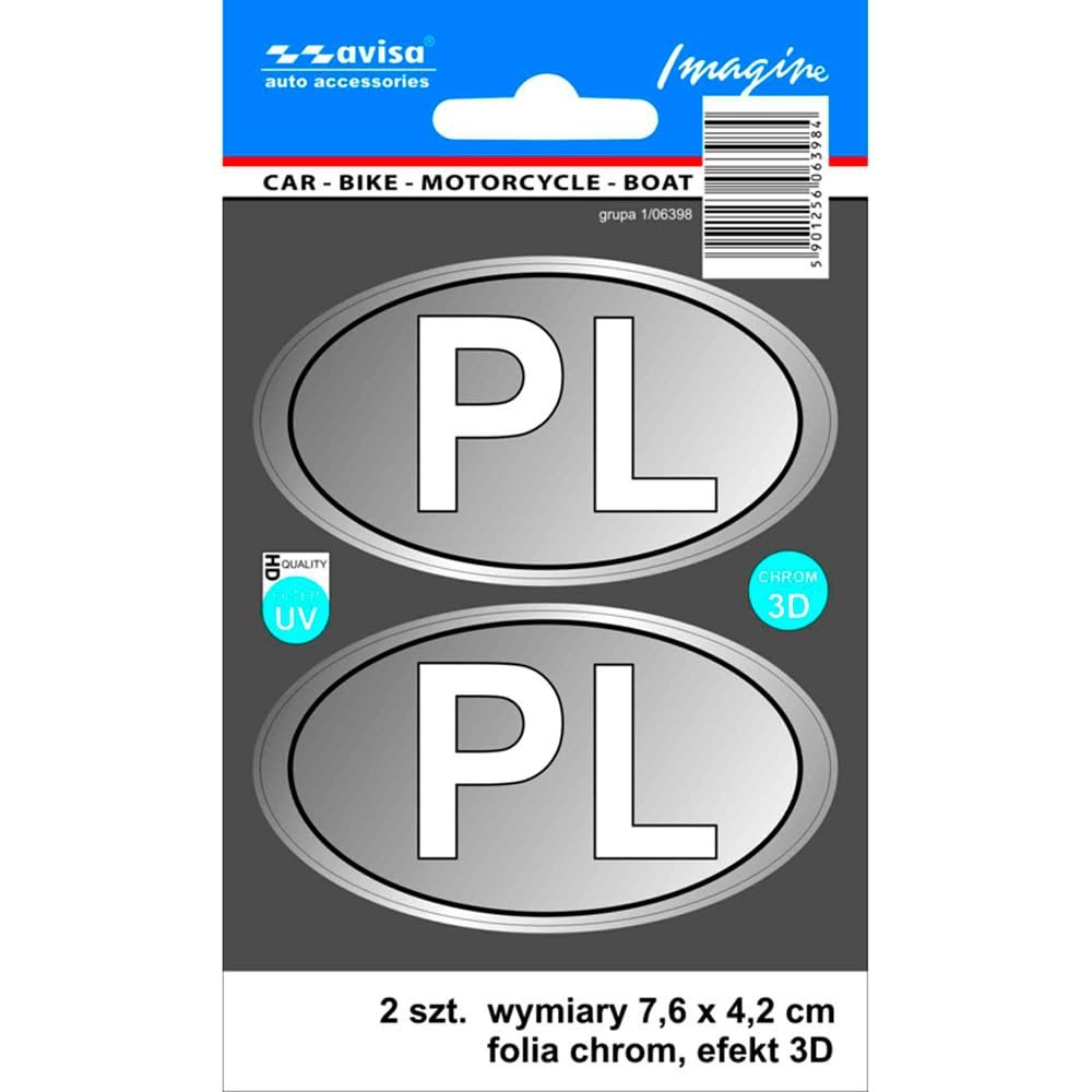 Avisa AutoTattoo Sticker PL 3D Chrome -7,6 x 4,2 cm