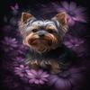 1000 Piece Adult Woodiness Puzzle, Yorkshire Terrier Purple Flower, Puzzle Game Educational Gift, Room Decor view 1