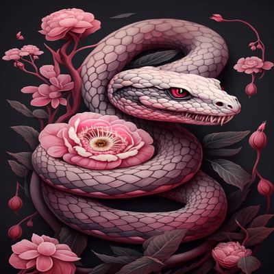 1000 Piece Adult Jigsaw Puzzle - Painted Pink Flowers and Pink Snakes Wooden Rounded Corner Color Jigsaw Puzzle for Beginners, Great Gift for Framing, Multi-Color Jigsaw Puzzle