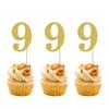Rsstarxi 36 Pack 9th Birthday Cupcake Toppers Gold Glitter Number 9 Cupcake Picks Nine Cake Decorations for Cheers to 9 Years Anniversary Party view 1