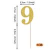 Rsstarxi 36 Pack 9th Birthday Cupcake Toppers Gold Glitter Number 9 Cupcake Picks Nine Cake Decorations for Cheers to 9 Years Anniversary Party view 2