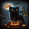 1000 Piece Adult Woodiness Puzzle, Halloween Black Cat Pumpkins, Puzzle Game Educational Gift, Room Decor view 1
