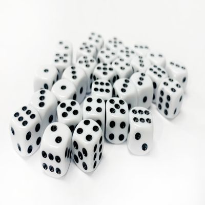 30x D6 Dice Pack | 10mm Classic White Spot Six Sided Dice Set | for Classic and Professional Tabletop Dice Games | by Warlord Games