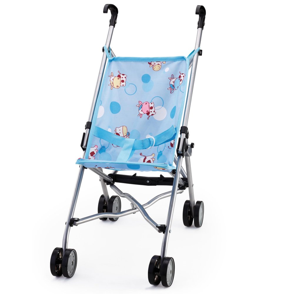 Bayer: Buggy Umbrella Stroller - Blue & Cows, Accessory for Dolls Up to 18", Foldable, Playful Design, Seat Belt, Kids Toy, Ages 3+