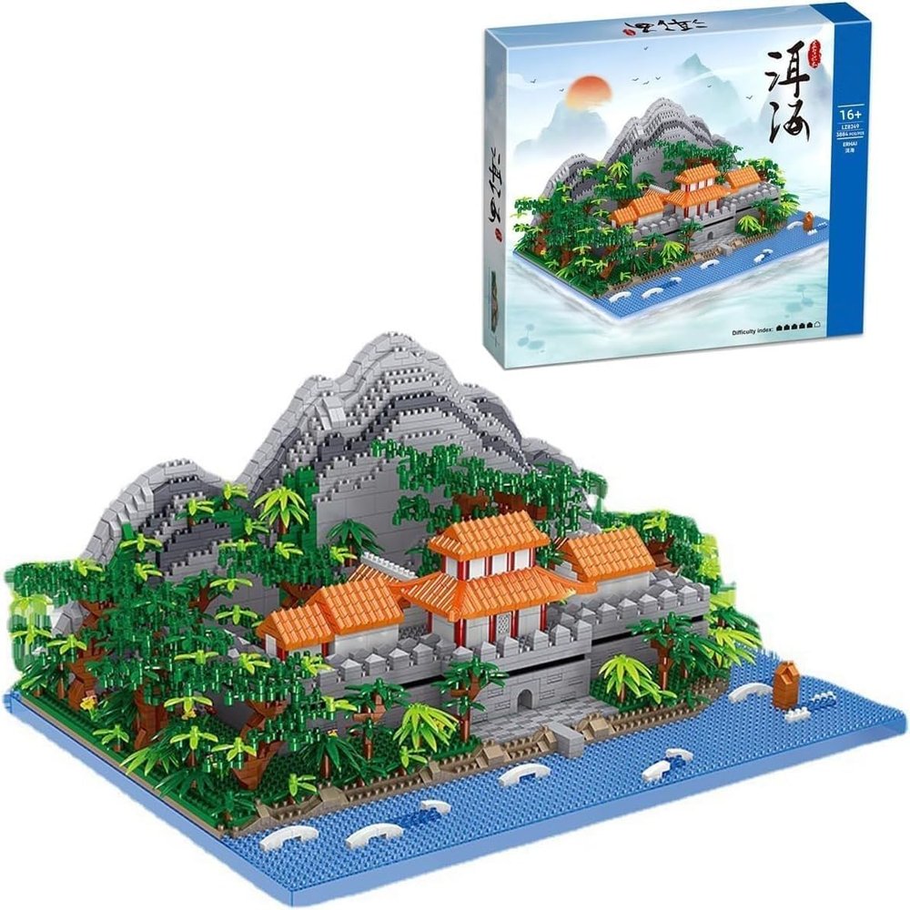 Pasyru Chinese Architecture Micro Building Blocks Set, 3884PCS Erhai Micro Building Set, Classical Famous Collection Model, Creative Building Toys Model Set Gifts for Adults and Teens (8249)