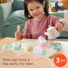 Fisher-Price Wood Pretend Play Toy Tea Set, 12-Piece Wooden Playset with Teapot, Cups & Saucers for Preschool Kids Ages 3+ Years view 2