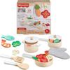 Fisher-Price Wood Kitchen Pretend Play Toy Pots & Pans Set, 19-Piece Playset Wooden, Metal & Fabric for Preschool Kids Ages 3+ Years view 1