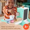 Fisher-Price Wood Pretend Play Coffee Shop & Toy Register, 20-Piece Wooden Food Playset for Preschool Kids Ages 3+ Years view 2
