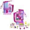 Polly Pocket Barbie Dreamhouse Compact, Dollhouse Playset with 3 Micro Dolls, 1 Puppy, 11 Accessories, Elevator & Pool view 1