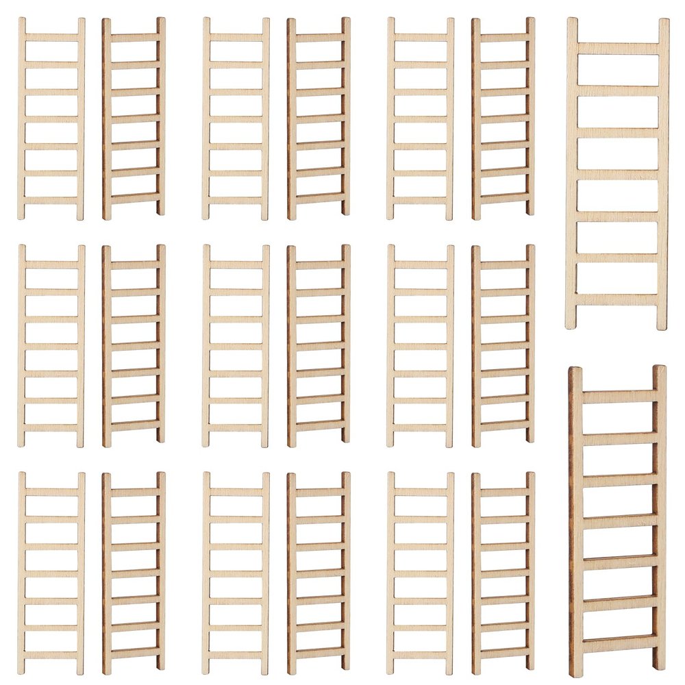 20 Pcs Mini Garden Ladder - 2.36'' x 0.78'' Wooden Miniature Ladder Accessories for Landscape Dollhouse Decor