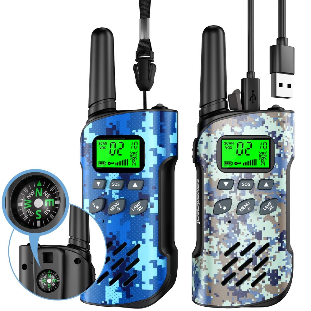 Inspireyes Walkie Talkies for Kids Rechargeable,Toys for Boys and Girls, 2 Pack Long Range 2-Way Radios, Birthday Gifts,Christmas Stockings, Outdoor Play, Family Games, Hiking Camping Gear