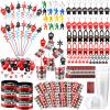 Gemscream 161 Pcs Ninja Party Favors Include Cups with Lids Straws Ninja Figurines Stretchy Flying Stars Slingshots Keychains Silicone Wristbands Stickers Stamp Thank You Tag for Birthday Party view 1