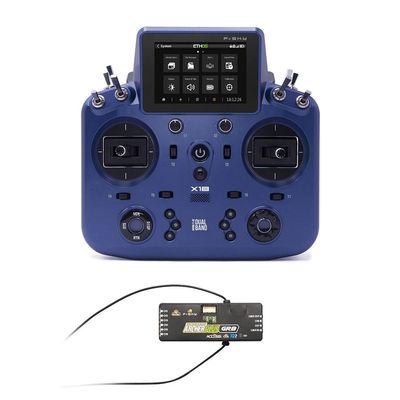 Archer Plus R8 Receiver 2.4GHz and NOBRIM Tandem X18 Remote Control with Color Touch Screen Controller for RC Model Airplane Transmitters (Blue FCC) (Blue Remote Control with Receivers 2.4GHz)
