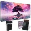 Board Game Mat TCG Playmat Plus 50 Pcs Card Sleeves, 24 x 14 inches Table Mats Games Mousepad with Zones Smooth Surface for MTG RPG CCG Trading Card Game Play Mats, Tree Reflection view 1