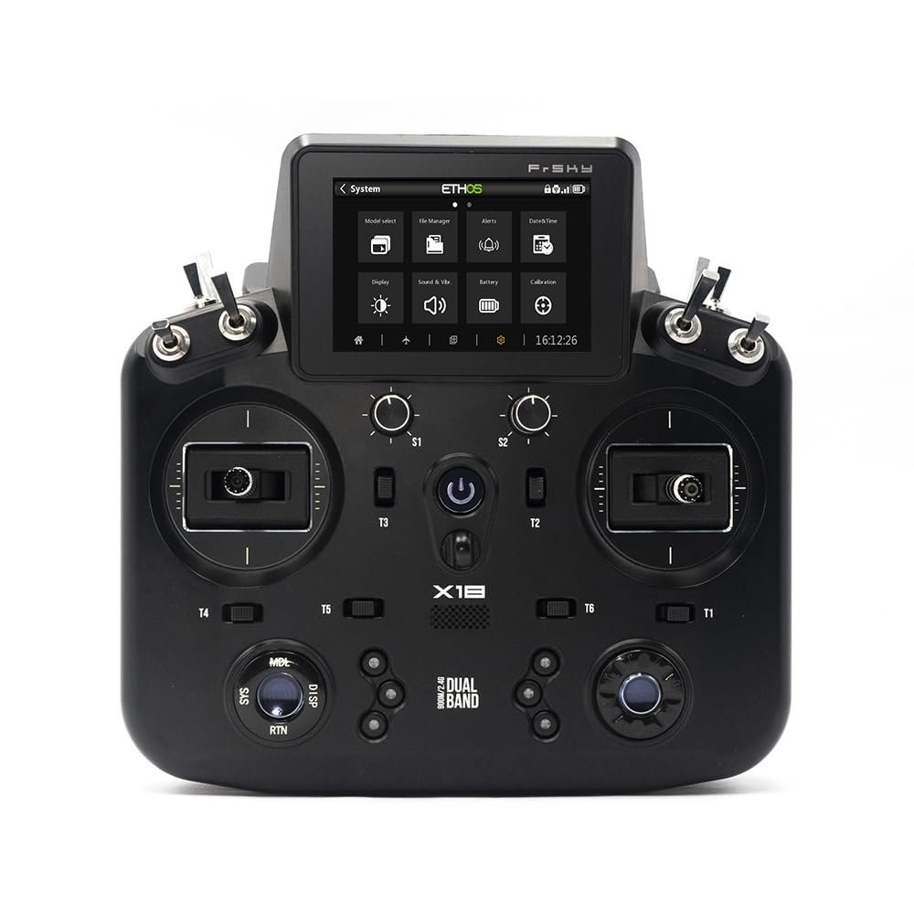 Archer Plus R8 Receiver 2.4GHz and NOBRIM Tandem X18 Remote Control with Color Touch Screen Controller for RC Model Airplane Transmitters (Blue FCC) (Remote Control(Black))