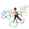 AMYESE Hopscotch Squares and Hopscotch Ring Games 11in/ 15in with 30 Connectors for Kids Balance Agility Training Obstacle Course, Indoor Outdoor Backyard Activity, Birthday Fun Play for Boys Girls view 1