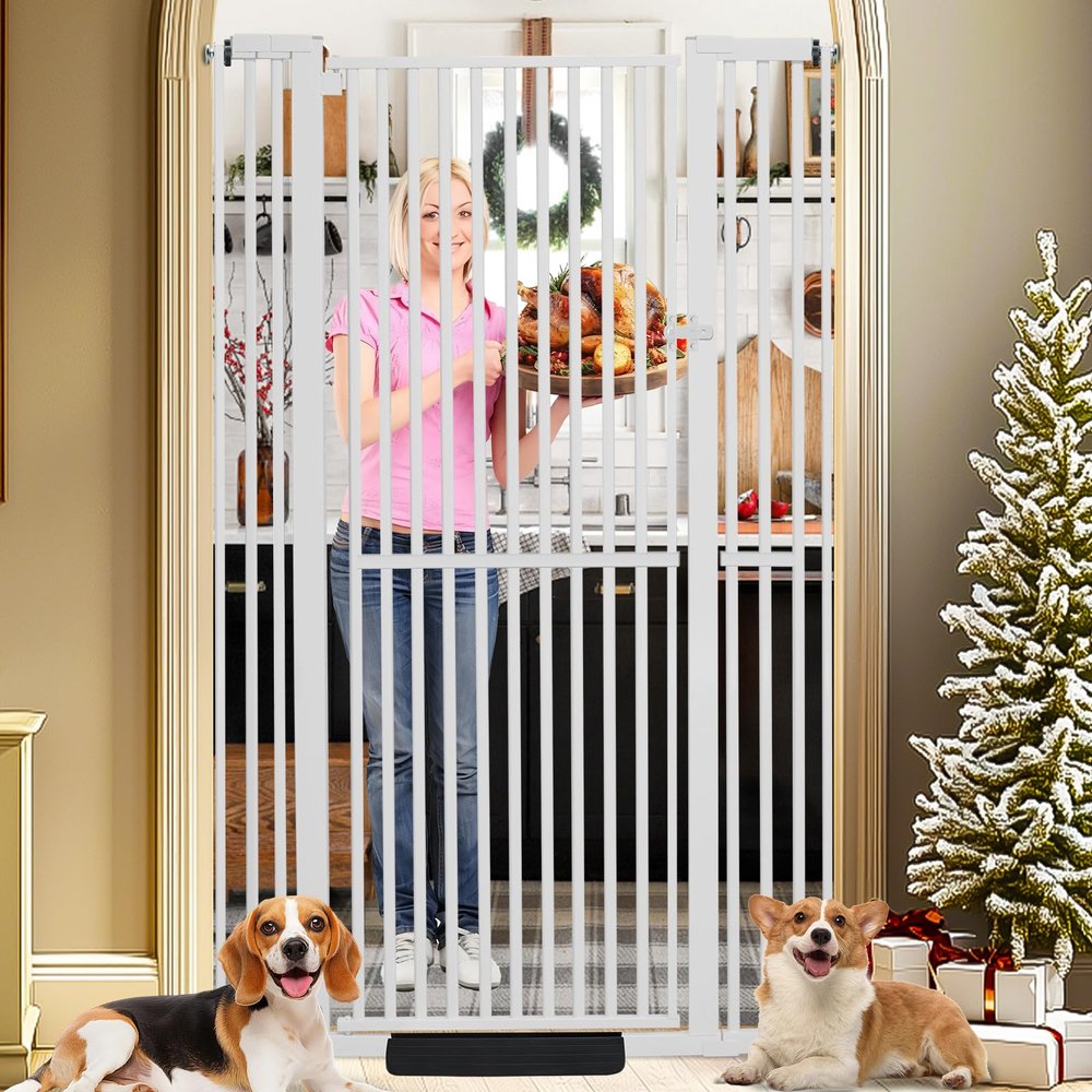 SHYUJAJIE 71 Inch Extra Tall Pet Gate for Cats, 29.5-48" Adjustable Wide Dog Gates, Pressure Mounted Walk Through Tall Cat Gate for Doorways,Hallway,Stairs,HouseWhite