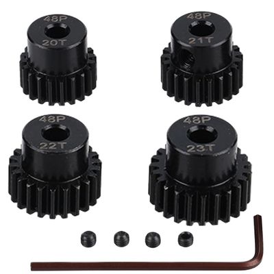 4pcs RC Motor Pinion Gear, 48DP 3.175mm 20T 21T 22T 23T Motor Pinion Gears Parts Set Kit for 1/10 RC Car Motor