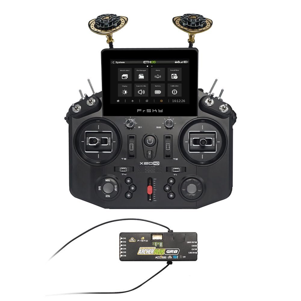 NOBRIM Tandem X20HD Updated FCC Controller Digital Telemetry Transmitter (Blue FCC) and Receiver 2.4GHz Access Points for R/C Model Airplanes (Black Remote Control with Remote Control)