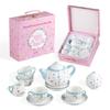 Sweejar Porcelain Tea Set for Little Girls,Kitchen Toys Tea Party Set for Kids Toddler Kitchen Pretend Toy Include Children Teapot, Cup & Saucer Set of 4, Sugar Bowl and Cream Pitcher(Sweet) view 1