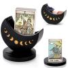 Eorbow Tarot Deck Holder with Moon Shape Case, Wood Tarot Card Display Box Stand, Moon Phase Daily Oracle Card Organizer, Witchcraft Decor Supplies for Crystal Stone Storage view 1