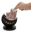 Eorbow Tarot Deck Holder with Moon Shape Case, Wood Tarot Card Display Box Stand, Moon Phase Daily Oracle Card Organizer, Witchcraft Decor Supplies for Crystal Stone Storage view 4