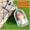 2pcs Clear Figure Display Bag with Keychain Pompom Ball Portable Mini Doll Pouch Carrying Case Blind Box Figures Display Case for Collectibles Zipper Closure (Cabin) view 2