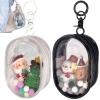2pcs Clear Figure Display Bag with Keychain Pompom Ball Portable Mini Doll Pouch Carrying Case Blind Box Figures Display Case for Collectibles Zipper Closure (Oval) view 1