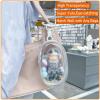 2pcs Clear Figure Display Bag with Keychain Pompom Ball Portable Mini Doll Pouch Carrying Case Blind Box Figures Display Case for Collectibles Zipper Closure (Oval) view 2
