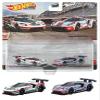2016 GT Race #67 White with Green and Red Stripes and 2016 Ford GT Race #69 Light Blue Metallic with Orange Stripes Car Culture Set of 2 Cars Diecast Model Cars by Hot Wheels HCY72 view 1