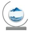 Fodalob Led Bedside Lamps - 3D Dynamic Round Sand Art Decorative Glass Hourglass Table Lamps - Iron White Frame + Blue Sandscape (Color : Remote Control Switch) view 1