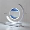 Fodalob Led Bedside Lamps - 3D Dynamic Round Sand Art Decorative Glass Hourglass Table Lamps - Iron White Frame + Blue Sandscape (Color : Remote Control Switch) view 2