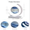 Fodalob Led Bedside Lamps - 3D Dynamic Round Sand Art Decorative Glass Hourglass Table Lamps - Iron White Frame + Blue Sandscape (Color : Remote Control Switch) view 4