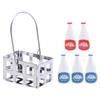 Amosfun Mini Milk Bottles Dollhouse Decoration Set 1:12 Scale Miniature Food Play Scene Layout Decoration - 5pcs Bottles and 1pcs Basket view 3